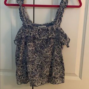 Blue and White Lace Tank